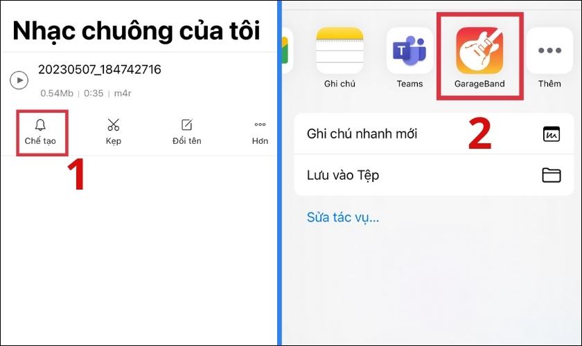 chọn file nhạc chuông từ tiktok đã tải để cài cho iphone 