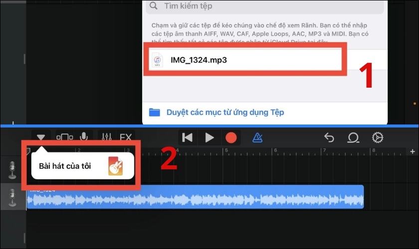 upload file trên garageband iphone 