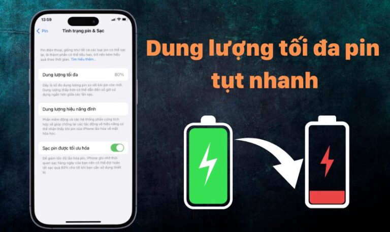 dung lương pin tối đa iphone bị tụt nhanh