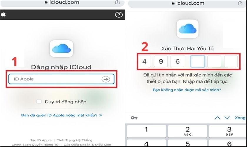 vào trang web icloud để thoát 