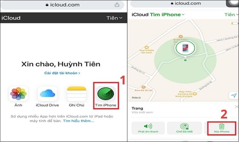 thoát icloud trên website 