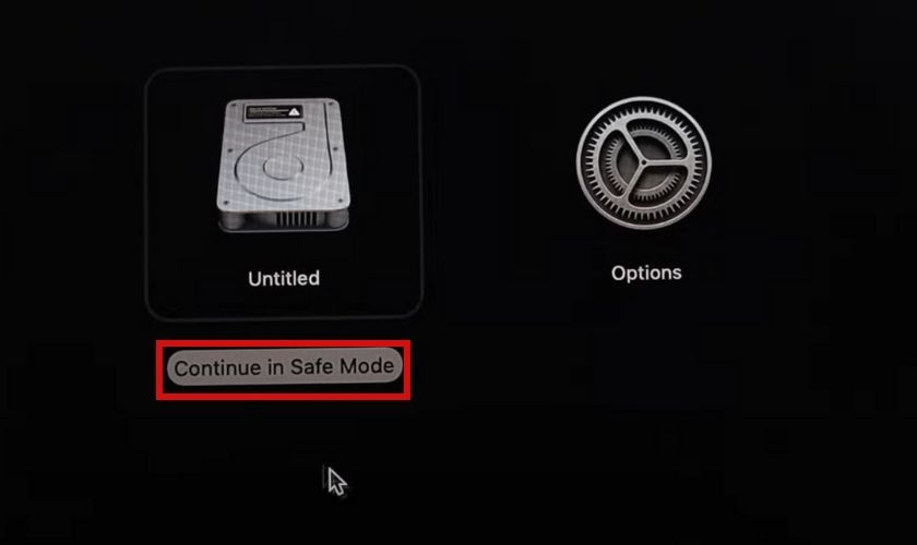 chọn continue in safe mode