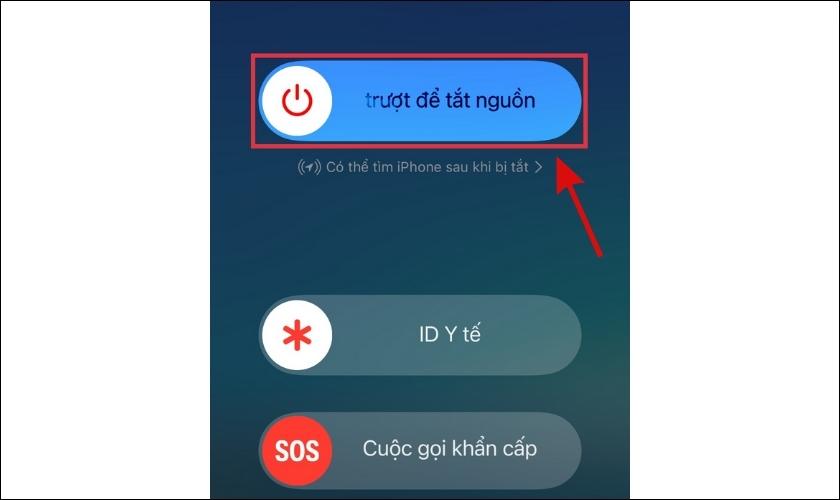 khởi động lại iphone để sửa lỗi sọc màn hình 