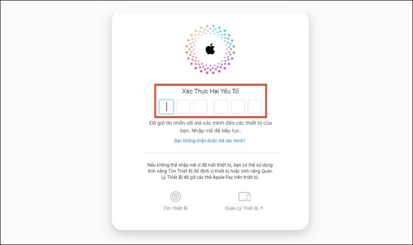 xác thực apple id trên máy tính 