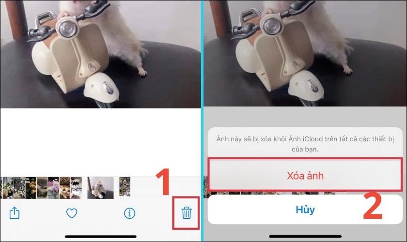 xóa ảnh trên icloud bằng thư viện ảnh