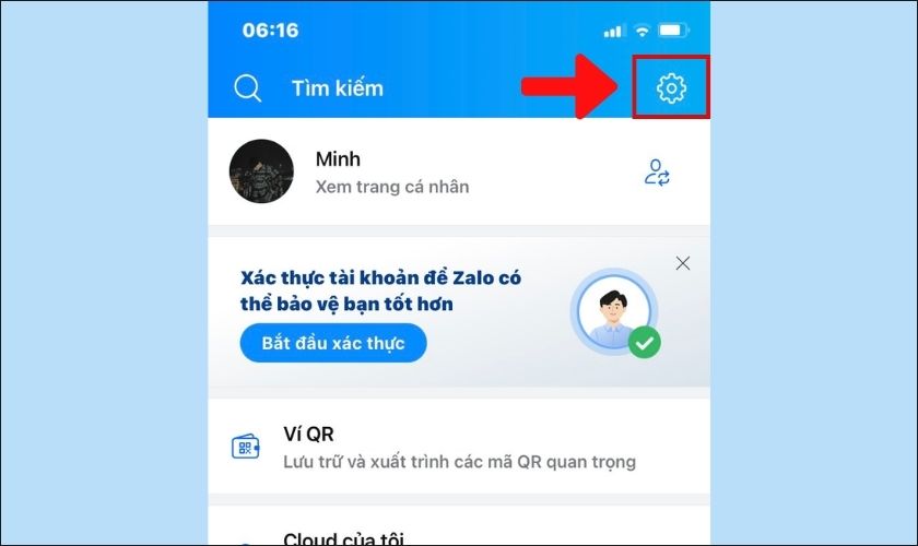 nhấp vào biểu tượng cài đặt