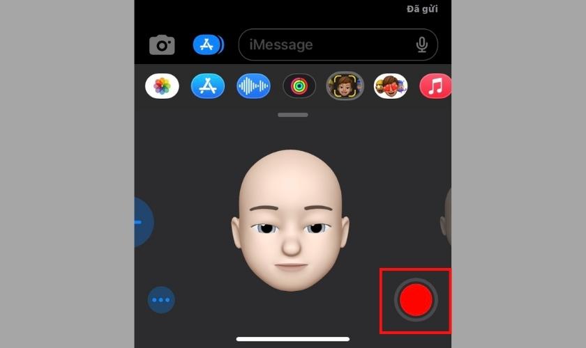 nhấn vào nút ghi màu đỏ để quay memoji động