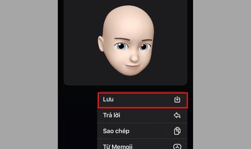 nhấn vào lưu để tải ảnh memoji động về máy