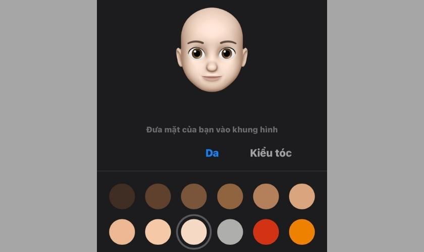 lựa chọn màu da để thực hiện cách tạo memoji trên iphone