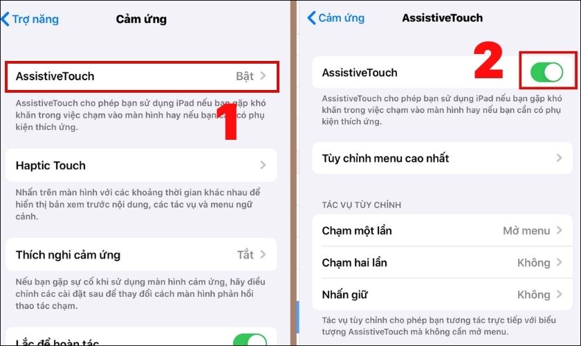 thiết lập nút home ảo để thực hiện cách chụp màn hình ipad