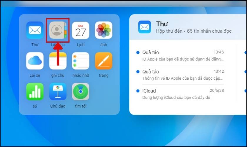 vào danh bạ trên icloud 