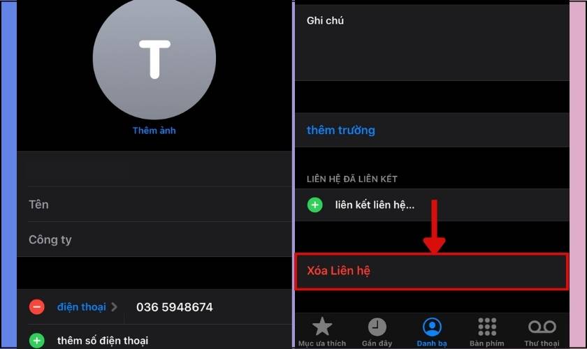 xóa từng liên hệ trên iphone 