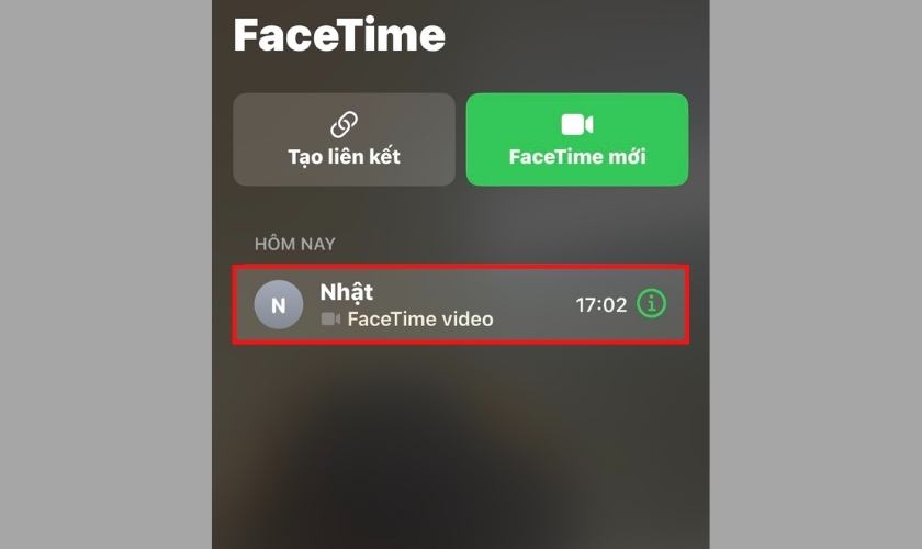 nhấn chọn vào người mà bạn muốn gọi facetime