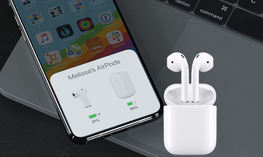 phần trăm pin airpods hiển thị