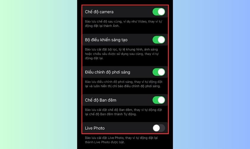 Cách chỉnh/tắt lặt camera khi chụp trên iPhone 