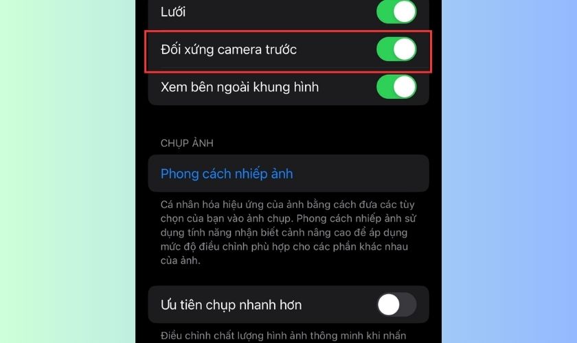 Cách chỉnh/tắt lật camera iPhone không lệch mặt 