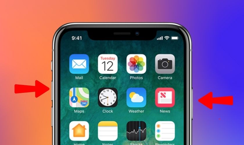 cách chụp màn hình iphone x bằng phím cứng