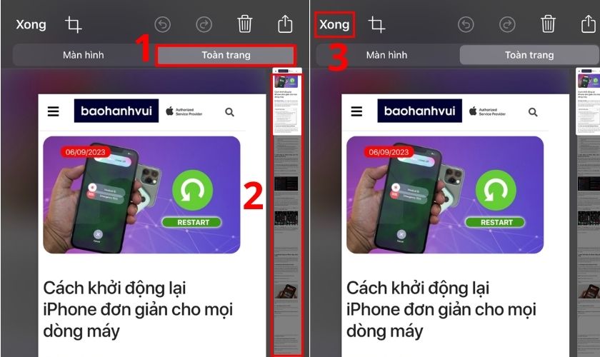 xem ảnh chụp toàn trang trên iPhone X