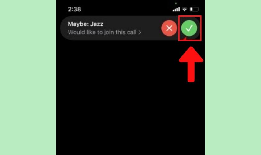 Nhấn vào nút tích xanh thực hiện cách gọi Facetime cho thiết bị Android