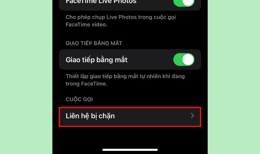 Nhấn vào Liên hệ bị chặn