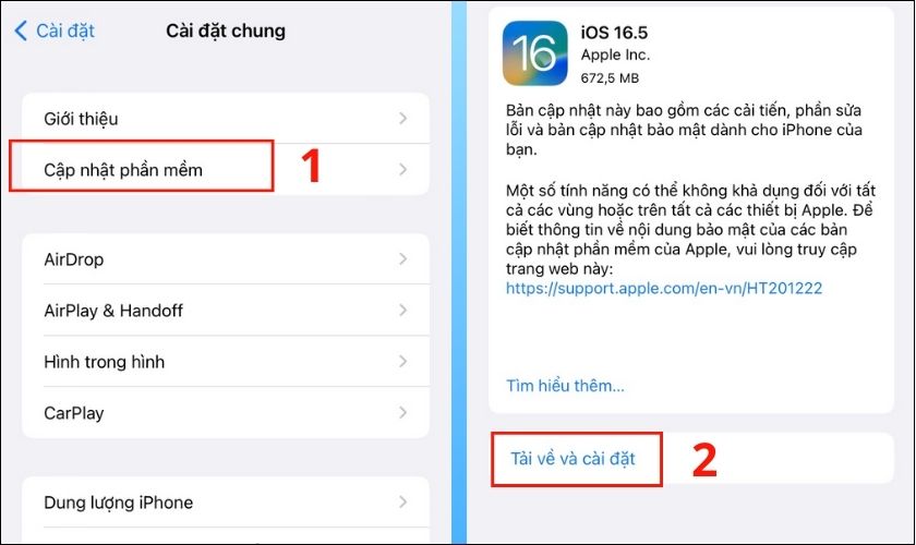 cập nhật lại ios 16 nếu hạ cấp lỗi 