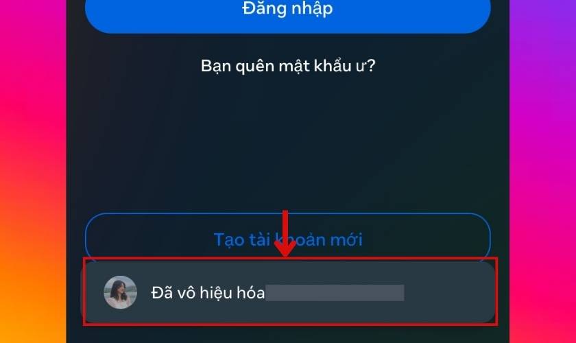 Xác nhận vô hiệu hóa tài khoản tạm thời 