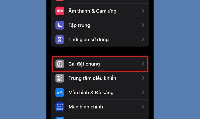 vào cài đặt chung để cập nhật phần mềm 