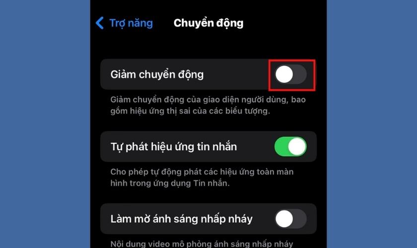 Khắc phục iPhone chậm lag bằng cách tắt hiệu ứng chuyển cảnh 