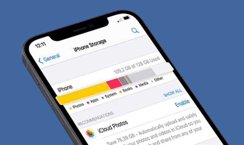 Điện thoại iPhone bị chậm và đơ do dung lượng bộ nhớ đầy 