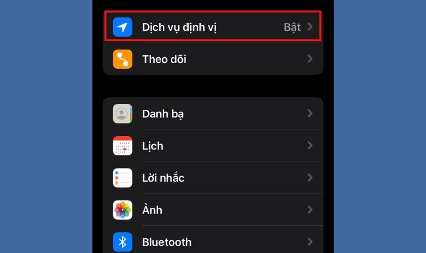 Vào mục dịch vụ định vị để tăng tốc iPhone 