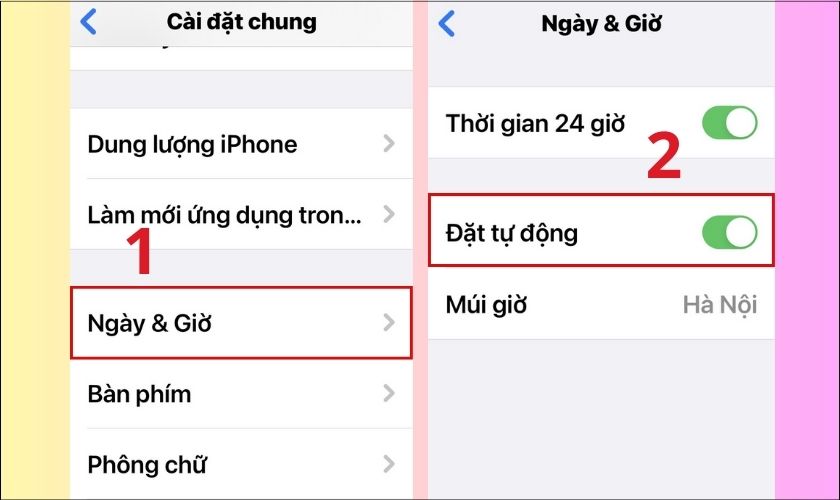 kiểm tra lại cài đặt ngày giờ trên iphone 