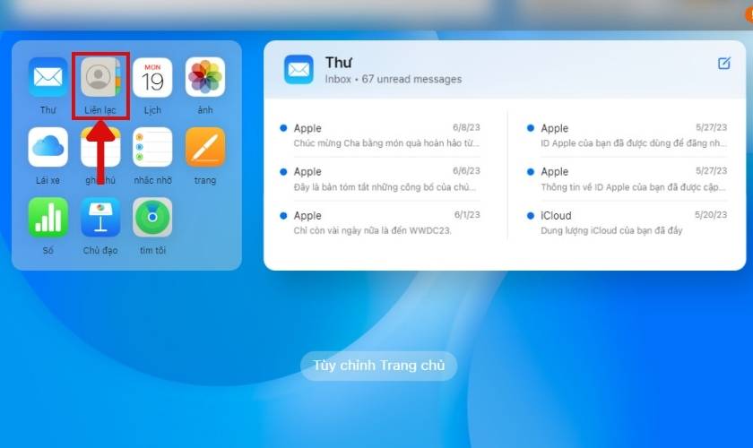 chọn danh bạ trên icloud