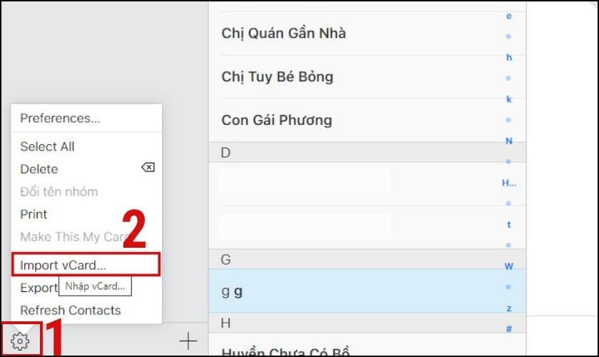 nhập danh bạ vừa lưu lên icloud