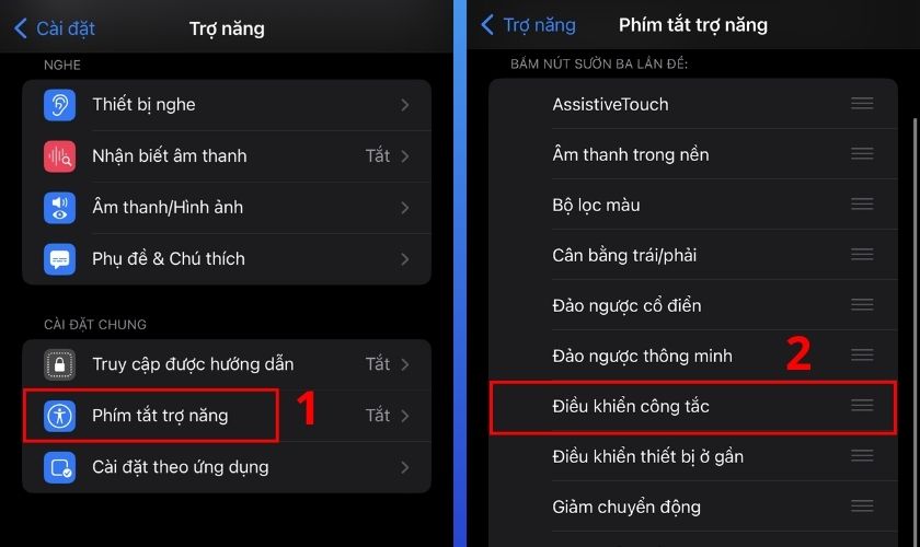 chọn điều khiển công tắc