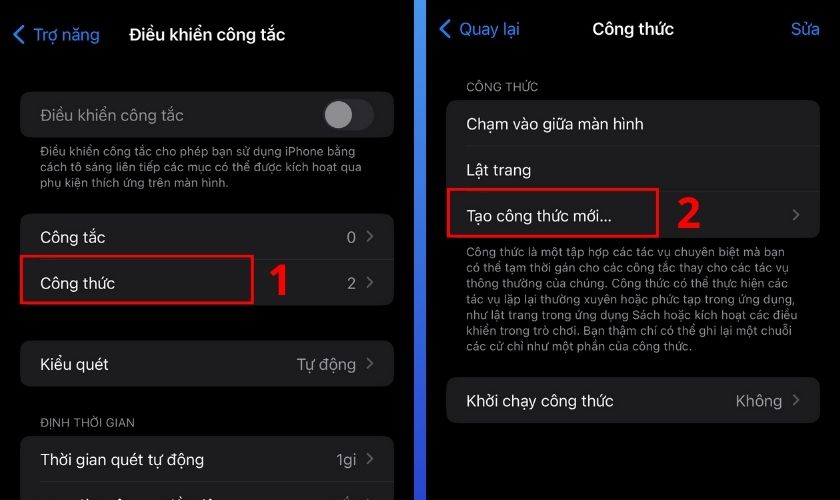 chọn tạo công thức mới