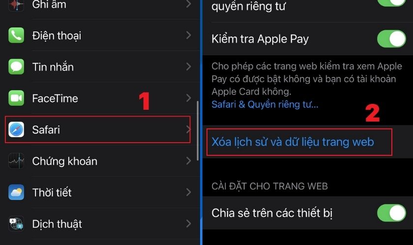 Xóa dữ liệu trình duyệt điện thoại