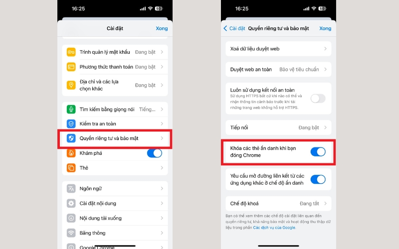Cách khóa tab ẩn danh trên iPhone