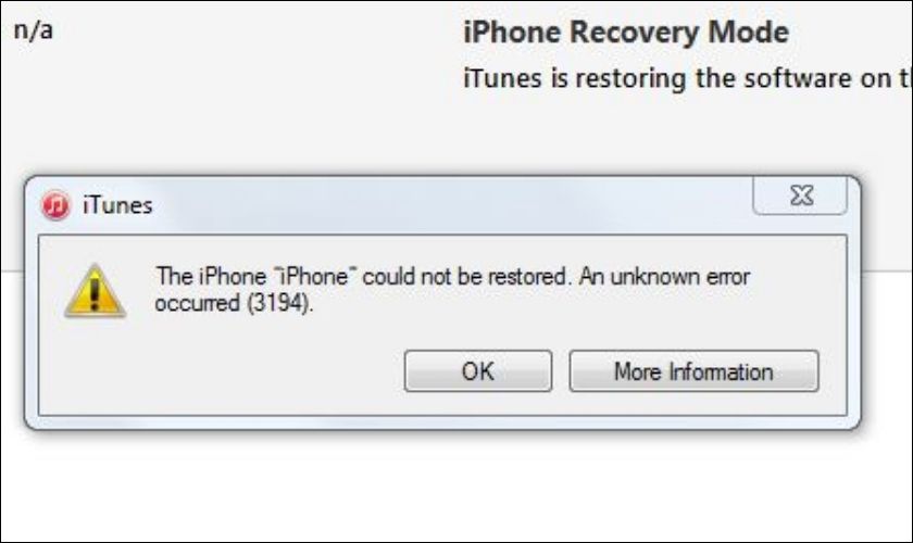 Lỗi 3194 sau khi Restore là gì
