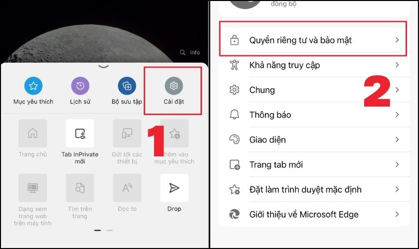 Hướng dẫn cách bật cookie trên iPhone đối với Microsoft Edge