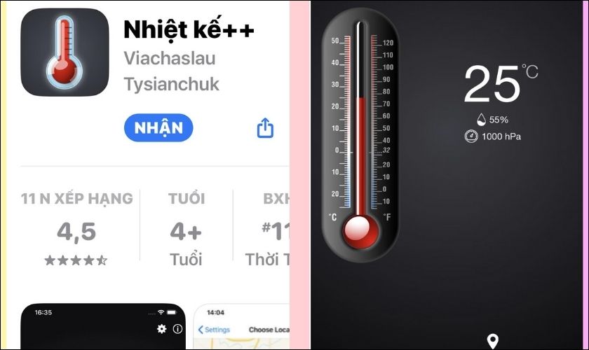 Đo nhiệt độ bằng iPhone với app Nhiệt kế++