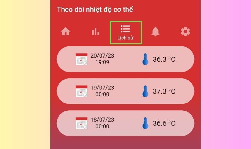 Xem lại lịch sử đo nhiệt độ bằng iPhone