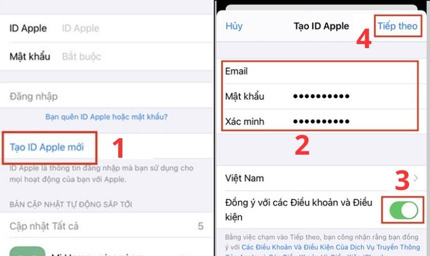 Tạo ID Apple mới để mở iCloud iPhone