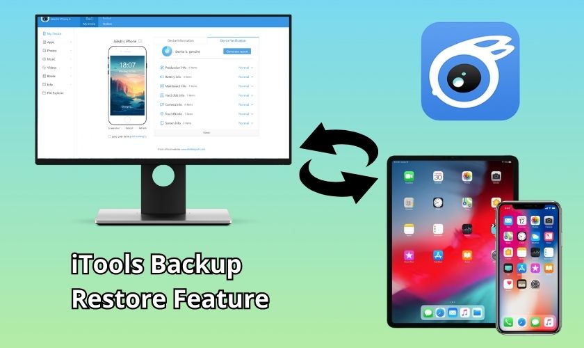 iTools Backup, Restore Feature trên phần mềm