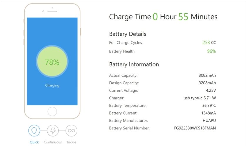 Battery Master trên phần mềm iTools iPhone nâng cấp hơn so với iTunes