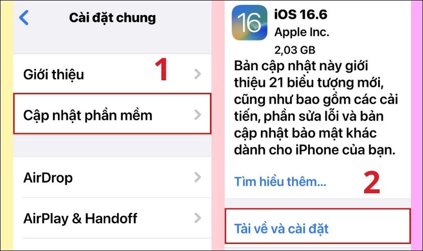 Cập nhật phần mềm khi iPhone bị lỗi không nhận được thư đến trong Gmail