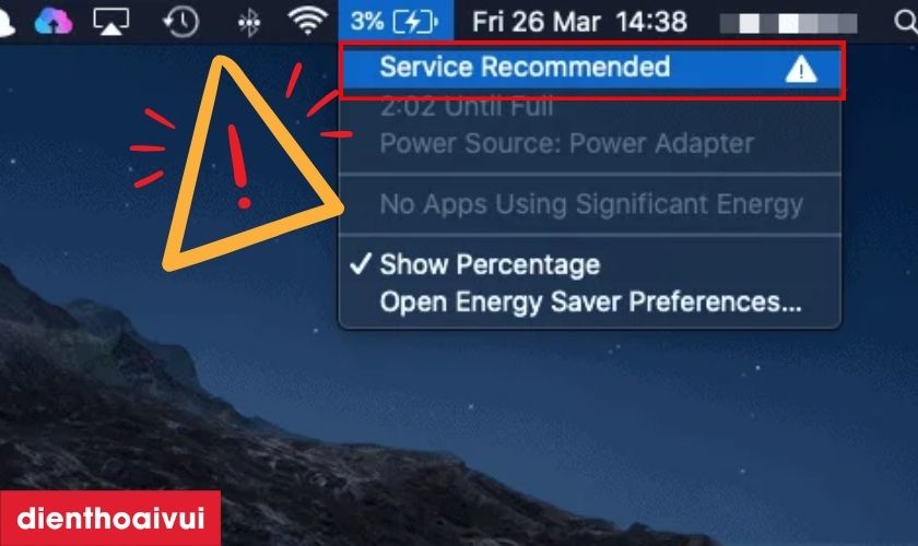 Pin MacBook báo Service battery