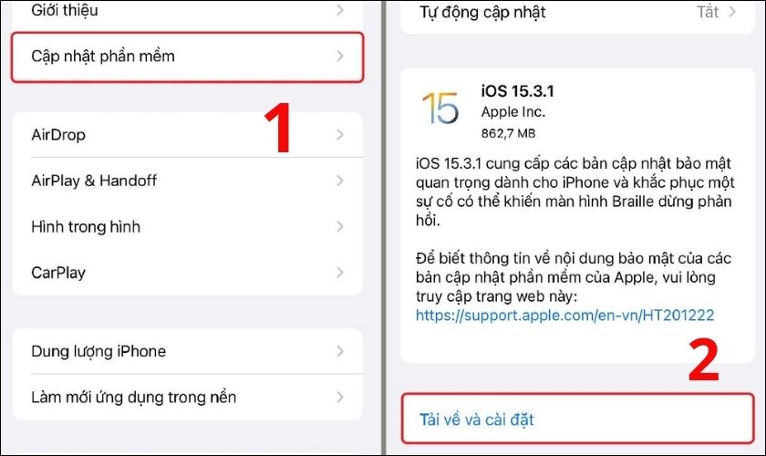 Cập nhật hệ iOS mới nhất