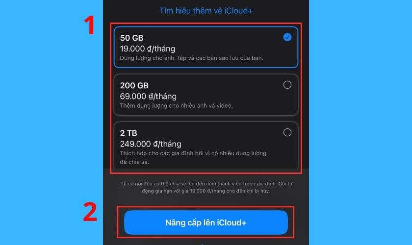 Cách để mua dung lượng iCloud trên iPhone?