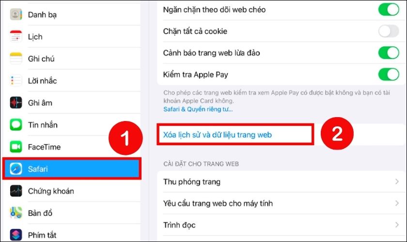 Xóa lịch sử và dữ liệu trang web của Safari là cách làm iPad 2 chạy nhanh hơn hiệu quả