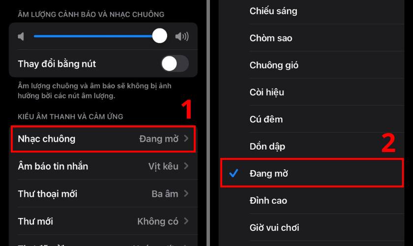 Kế đến bạn hãy tìm chọn mục Nhạc chuông